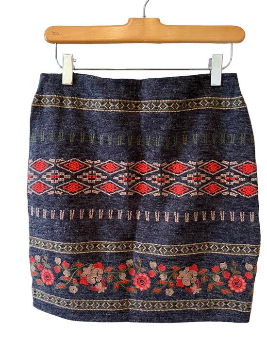 THML Dresses & Skirts - THML Boho Mini Skirt Gray Boho Floral Print S